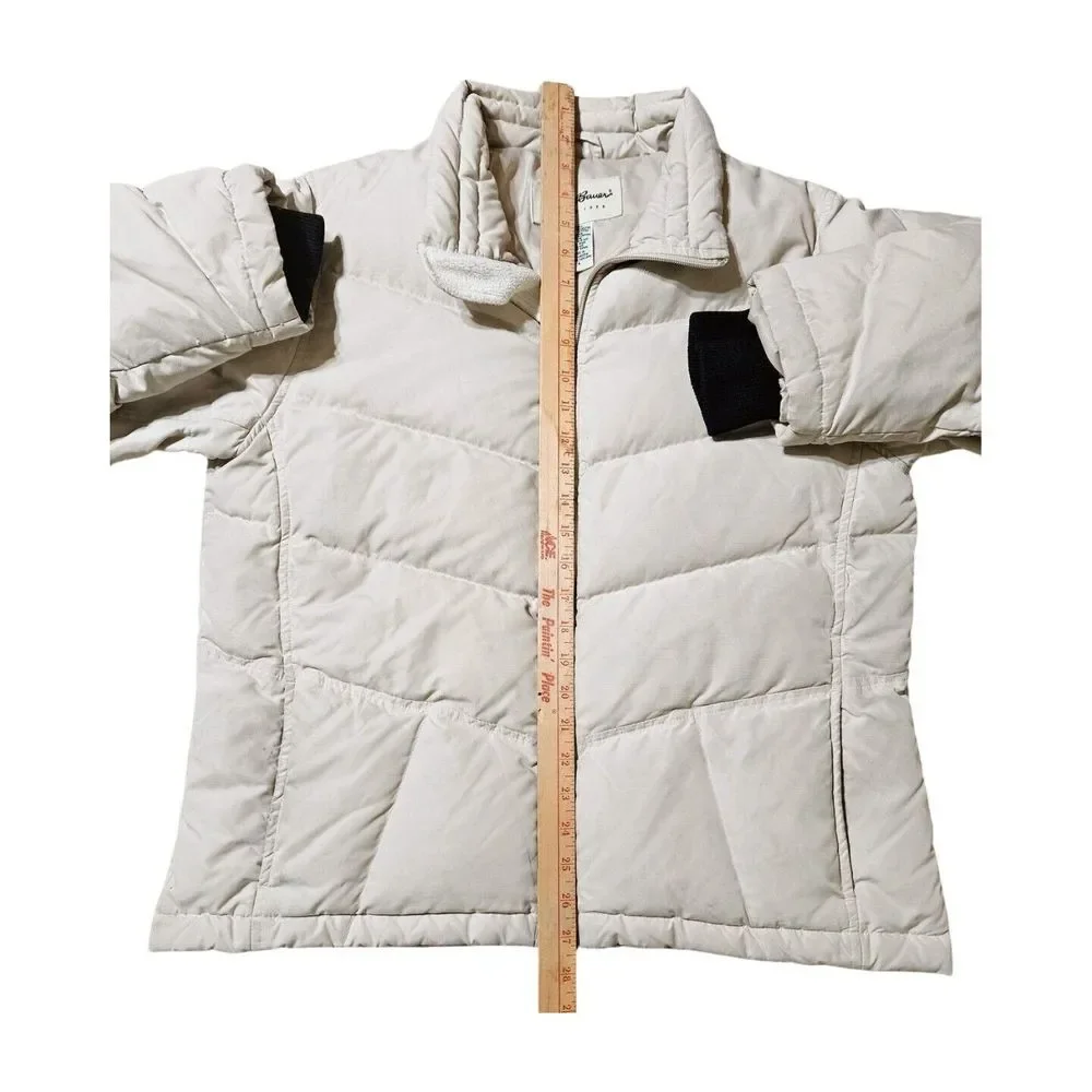 Eddie Bauer Goose Down Insulated‎ Puffer Bomber Coat Beige Women's L